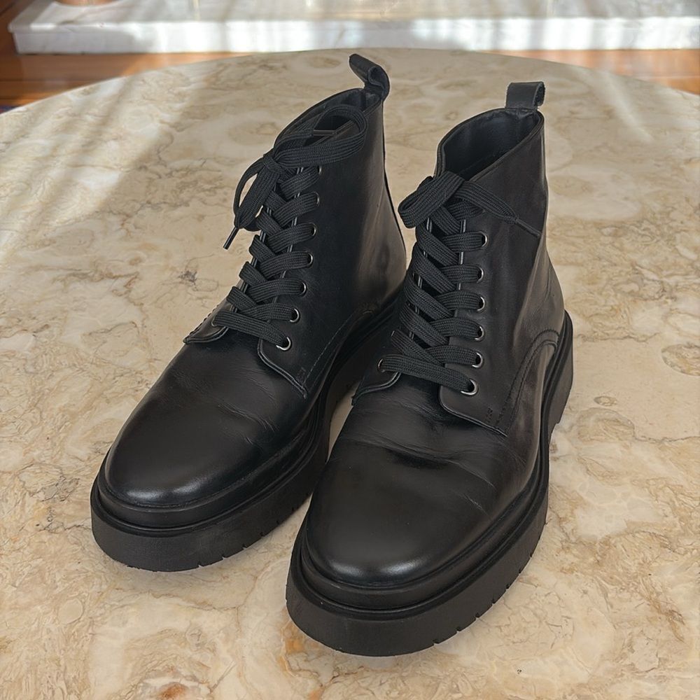 Zara Vegan Leather Chunky Lace Up Boots - Picture 5 of 12